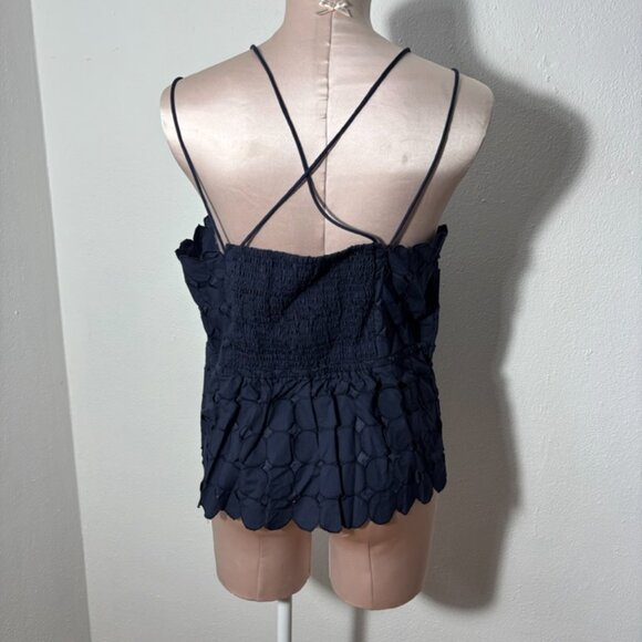 Maeve by Anthropologie Navy Large Polkadot Spaghetti Strap Cropped Top - Picture 5 of 11
